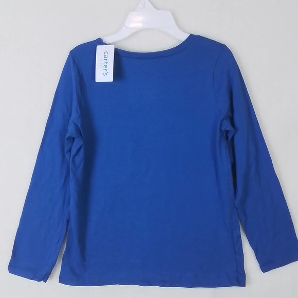 Carter's Kid Long Sleeve Cotton T-Shirt Girl's Size 12 Blue w/ Space Theme - Picture 2 of 10